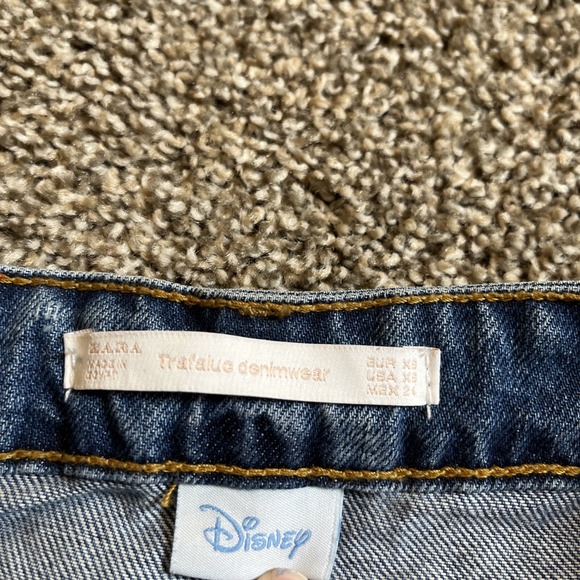 Zara x Disney Minnie Mouse Distressed Mini Blue Jean Skirt Women's Size XS - Picture 4 of 6